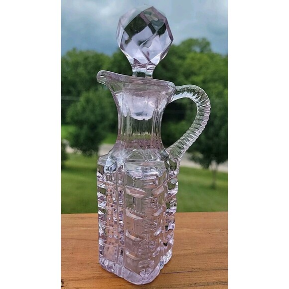 Vintage Small Lavender Glass Oil or Vinegar Cruet Bottle with Stopper FLAW - Picture 1 of 12